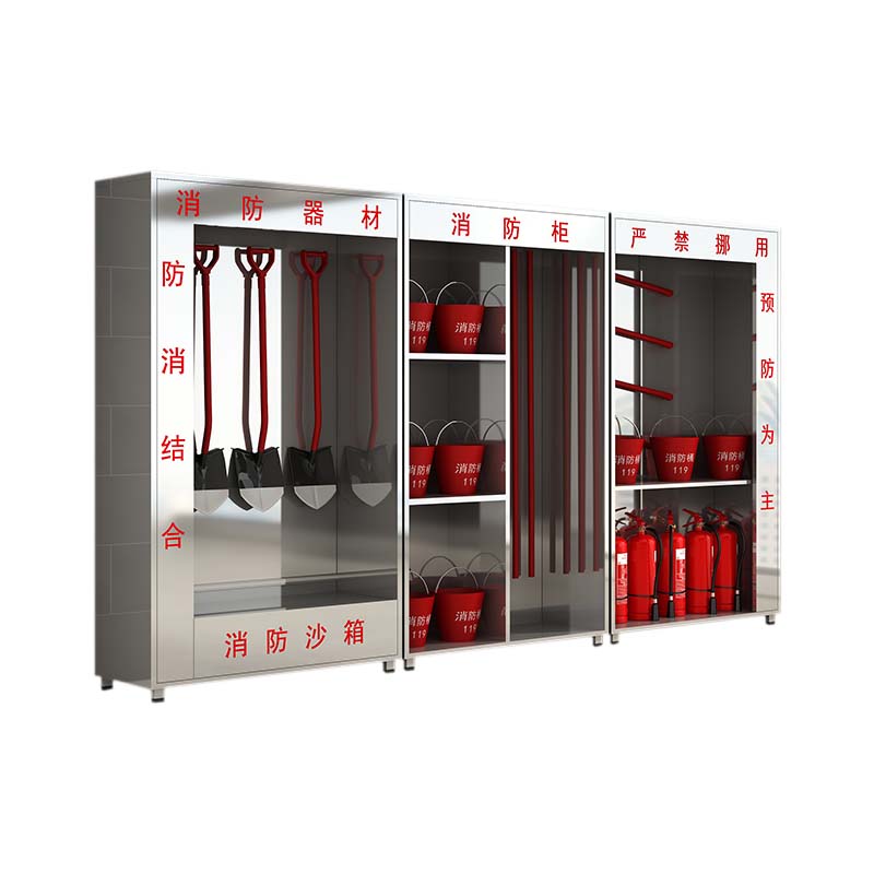 正斌313不锈钢柜消防救援器材箱防护用品柜室外微型消防站高2000*宽3600*深400(加厚201材质)不含器材高清大图
