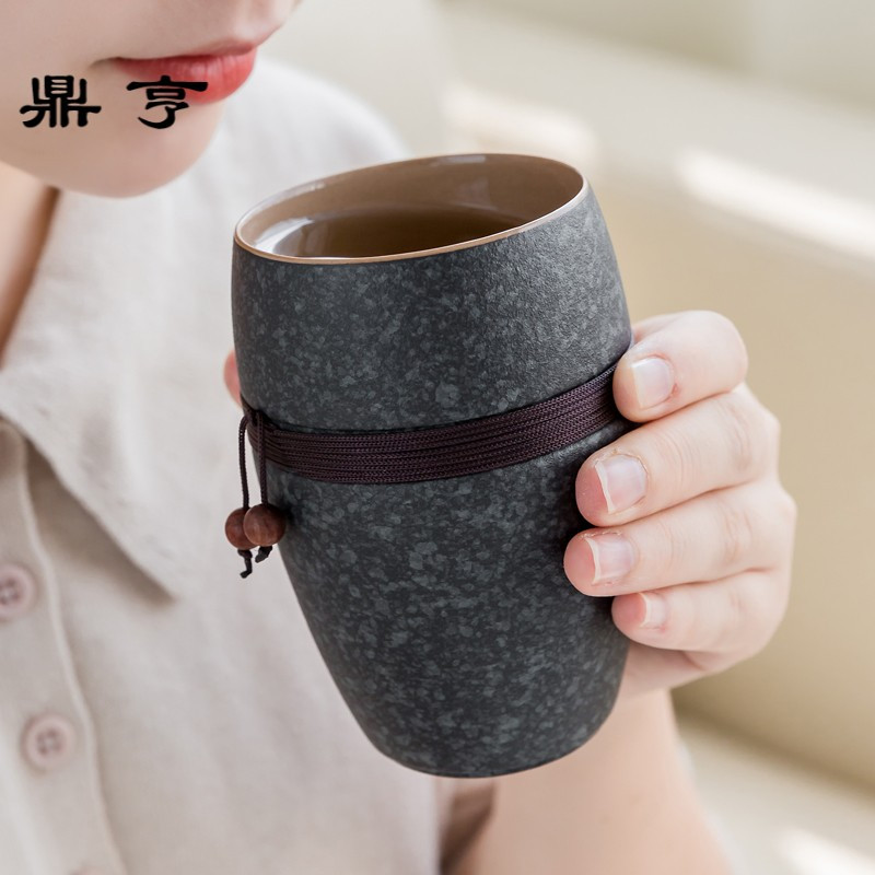 鼎亨简约茶杯陶瓷带盖过滤泡茶杯办公杯水杯喝水杯子家用马克杯创