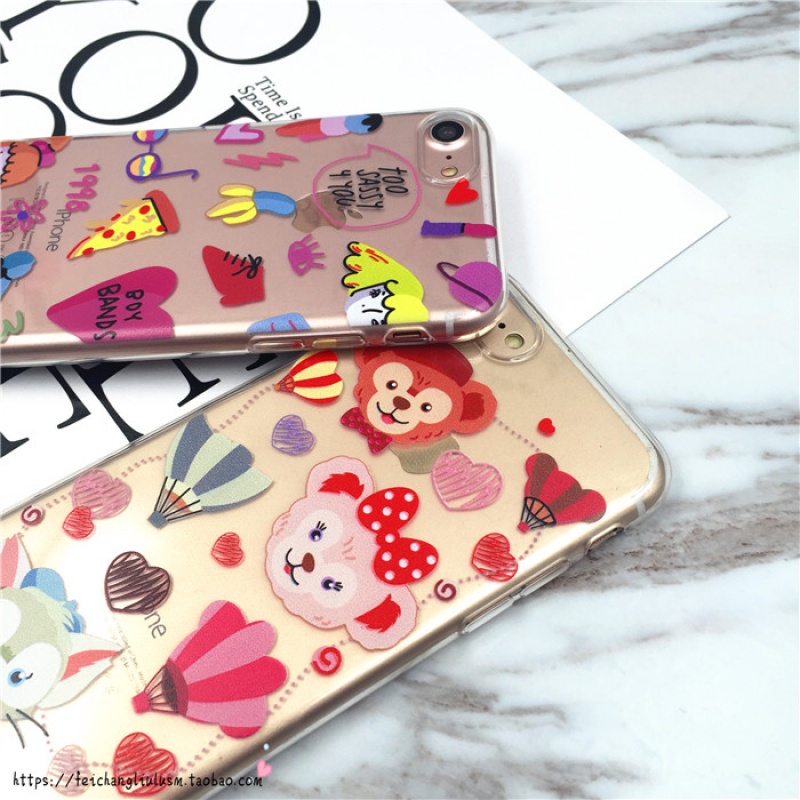 日韩风透明卡通iPhone6s苹果x 7/8代 plus手机壳全包边硅胶软壳套