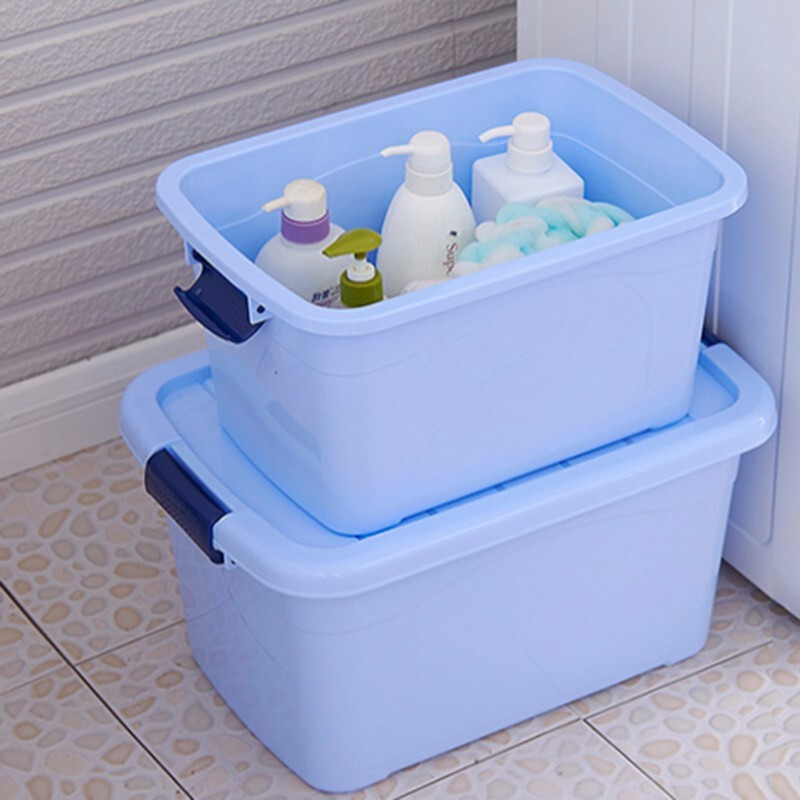 手提式收纳箱子塑料整理箱百纳箱加厚家用衣物整理箱零食玩具储物收纳盒高清大图