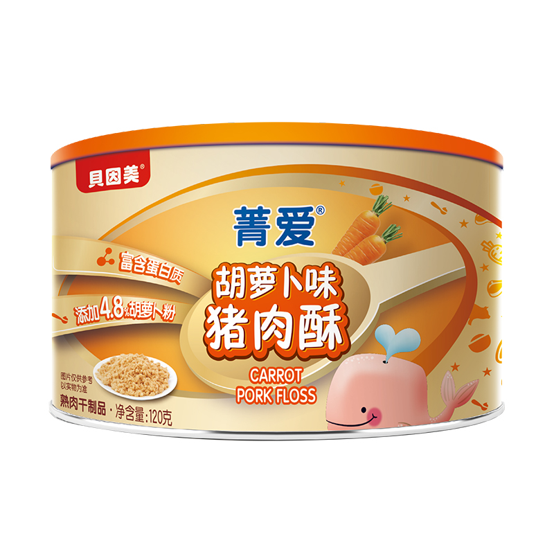 贝因美菁爱猪肉酥胡萝卜味120g×1罐高清大图