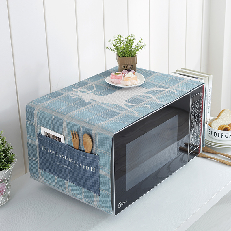 床头柜盖巾棉麻布艺盖布防水防油罩通用烤箱罩防尘罩微波炉罩 LU-04 防水.洗衣机.冰箱【140*55cm】