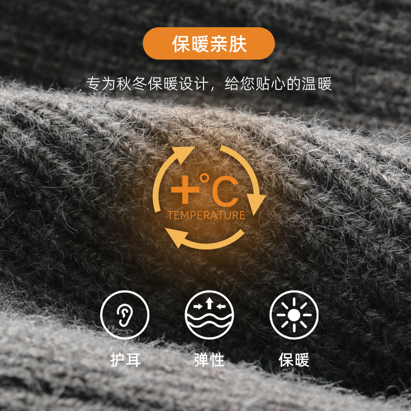 啄木鸟中老年帽子男冬季老人保暖爸爸爷爷加绒加厚护耳针织毛加保高清大图