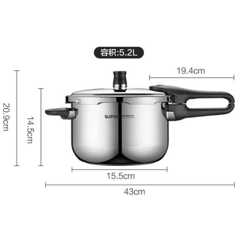 苏泊尔(SUPOR)YW223JA1高压锅304不锈钢家用压力锅复底加厚大容量高压锅