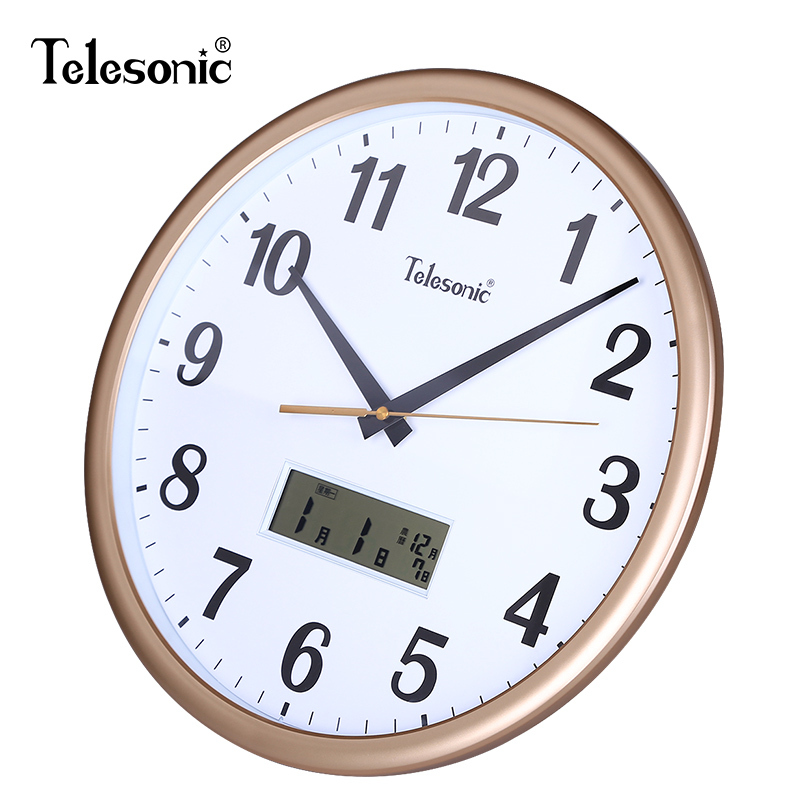 TELESONIC/天王星挂钟客厅钟表简约餐厅时钟现代挂表石英钟 天王星扫秒机芯 14英寸