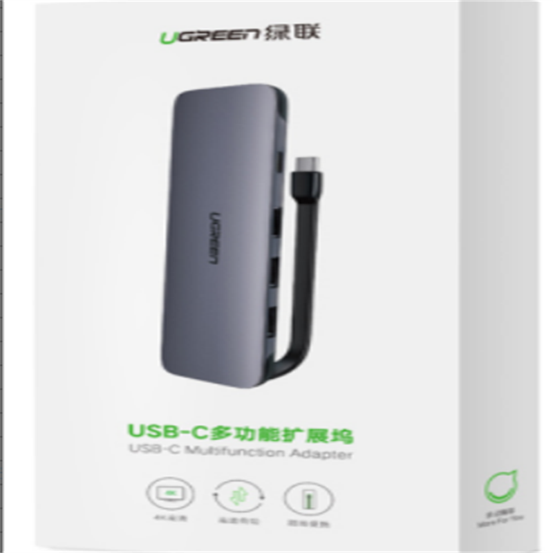 绿联CM286Type-C转HDMI+VGA+千兆网卡+3口USB+读卡器带PD(收线款)