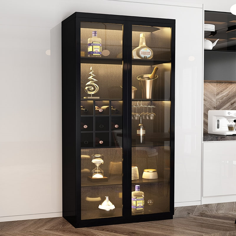 玻璃酒柜展示柜现代简约客厅靠墙轻奢高档小酒柜手办柜储物柜定制视频