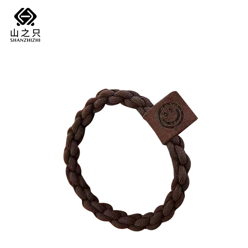 山之只 简约笑脸发圈皮筋 深咖色 根高清大图