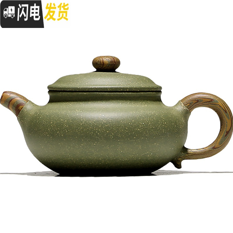 三维工匠紫砂名家李晓璐全手工紫砂壶 豆青砂绞泥仿古壶 200cc茶具高清大图