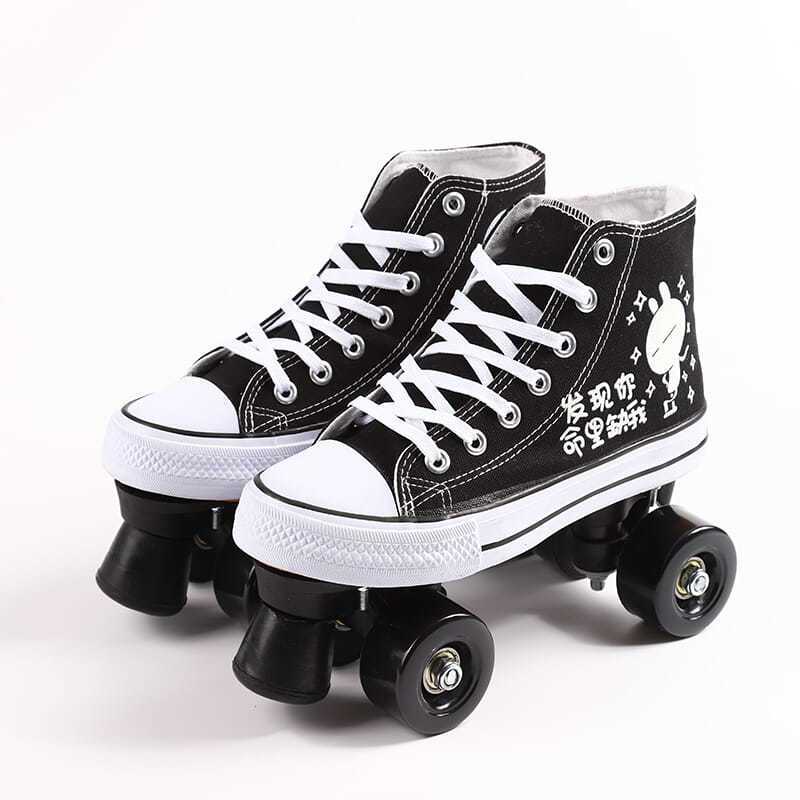 萤光鞋帆布溜冰鞋成年双排滑轮旱冰鞋四轮双排轮滑鞋男闪轮滑冰鞋Z7图片