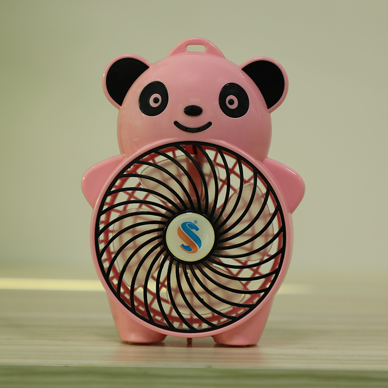 充电风扇熊猫粉可爱卡通迷你小风扇usb可充电小型电风扇学生宿舍静音