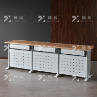 臻远 ZY4012409 隐藏式翻转电脑桌培训桌办公桌A款三人位