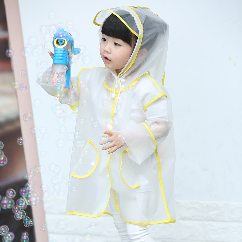 美帮汇儿童雨衣宝宝男童透明雨衣幼儿园小童学生女童韩版防水雨衣 黄色L
