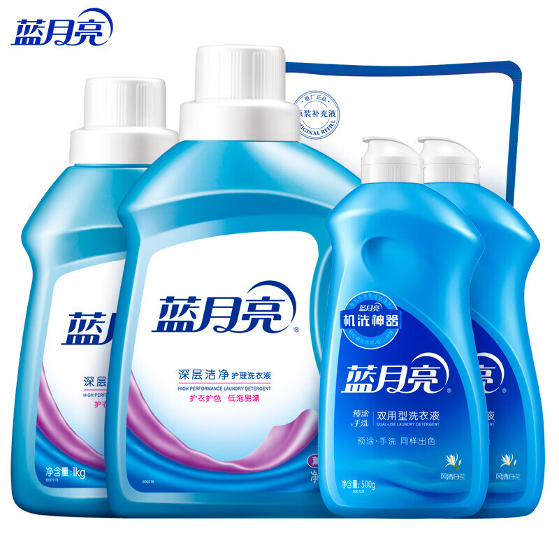 蓝月亮 洗衣机手洗组合:深层洁净洗衣液 薰衣草香2kg瓶+1kg瓶+1kg补充袋+手洗翻盖500g×2瓶