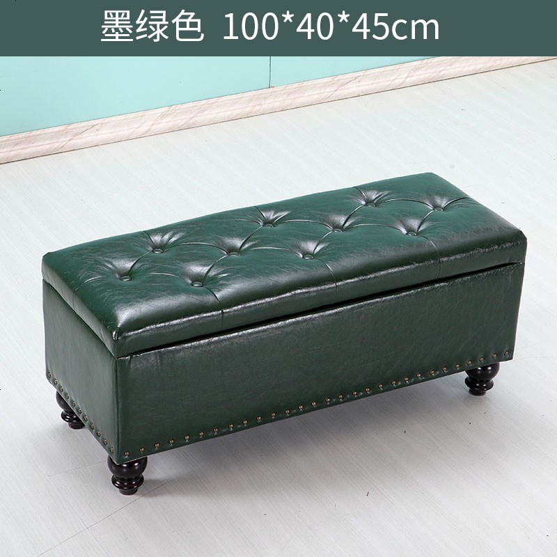 床头皮墩子卧室无靠背长方形小沙发凳服装店试衣收纳储物网红长凳 墨绿色100长*40宽*45高