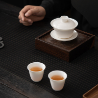 苏氏陶瓷(SUSHI CERAMICS)羊脂玉瓷聚香三才盖碗两杯小套装