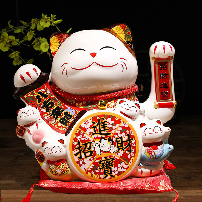 猫摆件开业大号电动摇手陶瓷发财猫店铺开业送礼进宝摆件 三维工匠 24厘米高摇手款八方来财-22猫高清大图