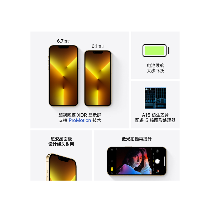 Apple iPhone 13 Pro 1T 金色 移动联通电信5G全网通手机