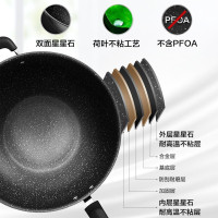 苏泊尔(SUPOR)炒锅双面麦饭石色不粘锅带可立盖平底煎锅少油烟燃气电磁炉通用 NC32PA1