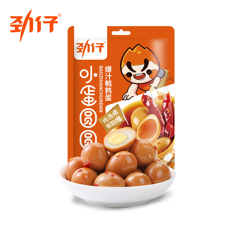 劲仔爆汁鹌鹑蛋140g小蛋圆圆卤香香辣盐焗休闲小零食批发-140g香辣*4包