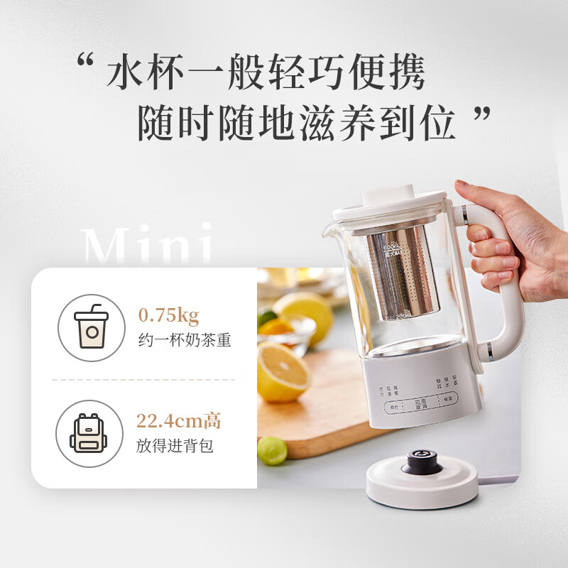 小熊迷你养生杯养生壶煮茶器 316不锈钢办公室家用便携煮茶壶恒温烧水壶小型花茶壶0.6升YSH-E06H1高清大图