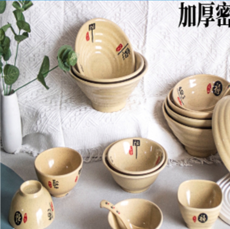 万允 密胺中式螺纹面碗7寸反口碗/个(7寸反口碗)高清大图