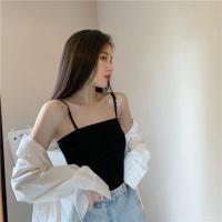 黑色[单件] 均码 M[60-90斤] 吊带背心女韩版短款上衣外穿夏季带胸垫修身性感抹胸内搭学生内衣