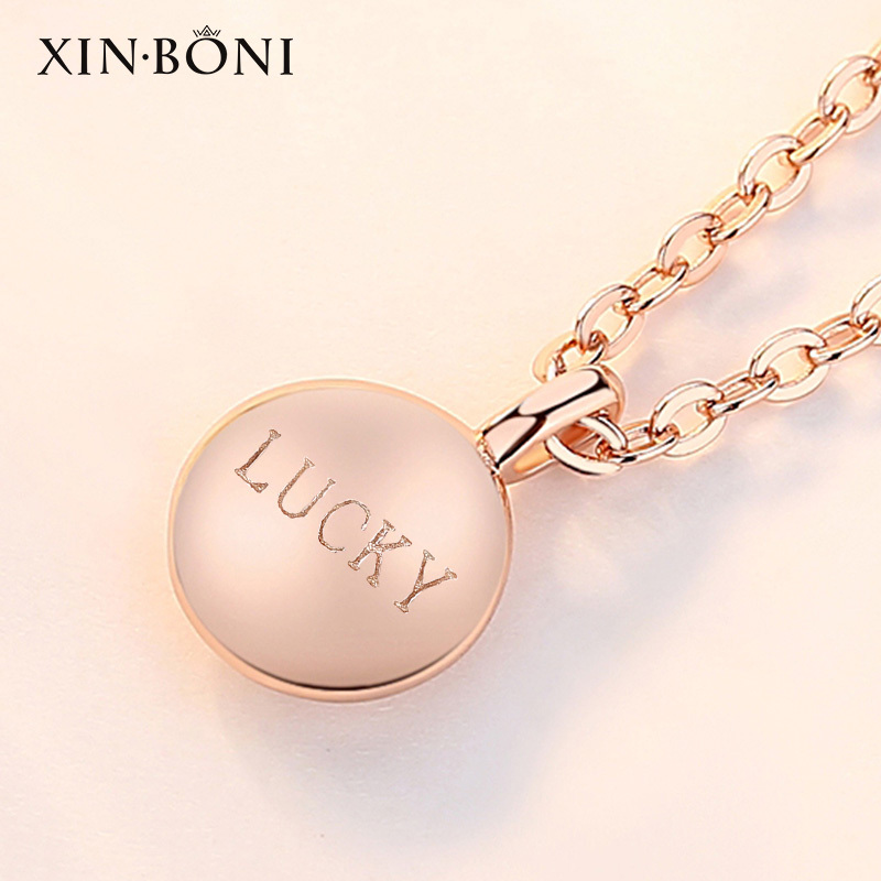 鑫铂尼小金豆锁骨链lucky项链女小幸运字母幸运豆豆玫瑰金色吊坠520情人节生日礼物送女生女友闺蜜姐妹高清大图