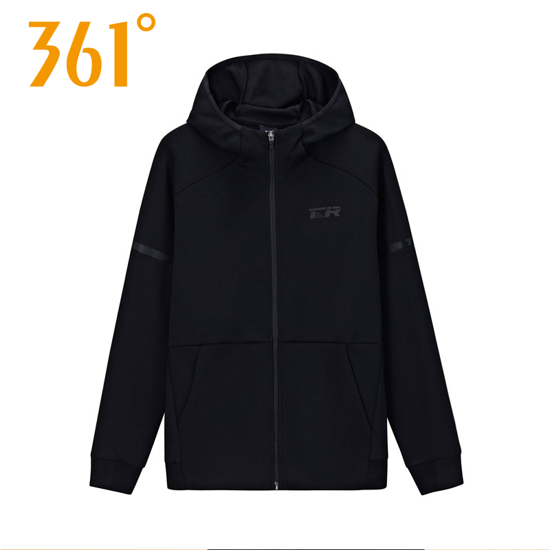 361度外套男2019秋季新款连帽开襟卫衣361休闲运动服男551934002A