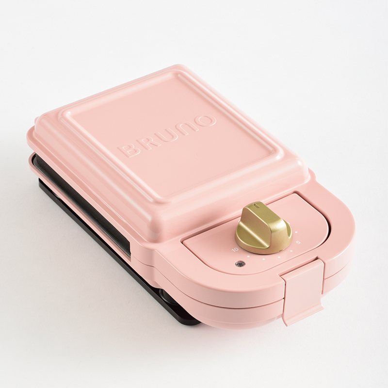 日本bruno樱花粉Mini轻食机早餐机家用多功能三明治华夫饼烤面包机标配(三明治盘x2)