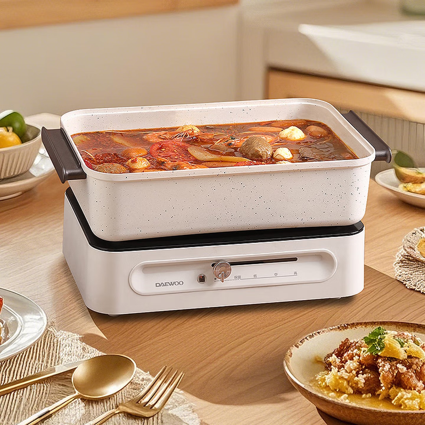 大宇(DAEWOO)多功能锅家用电火锅煮涮料理锅电烤盘 5L | DYZG-451 多功能料理锅高清大图