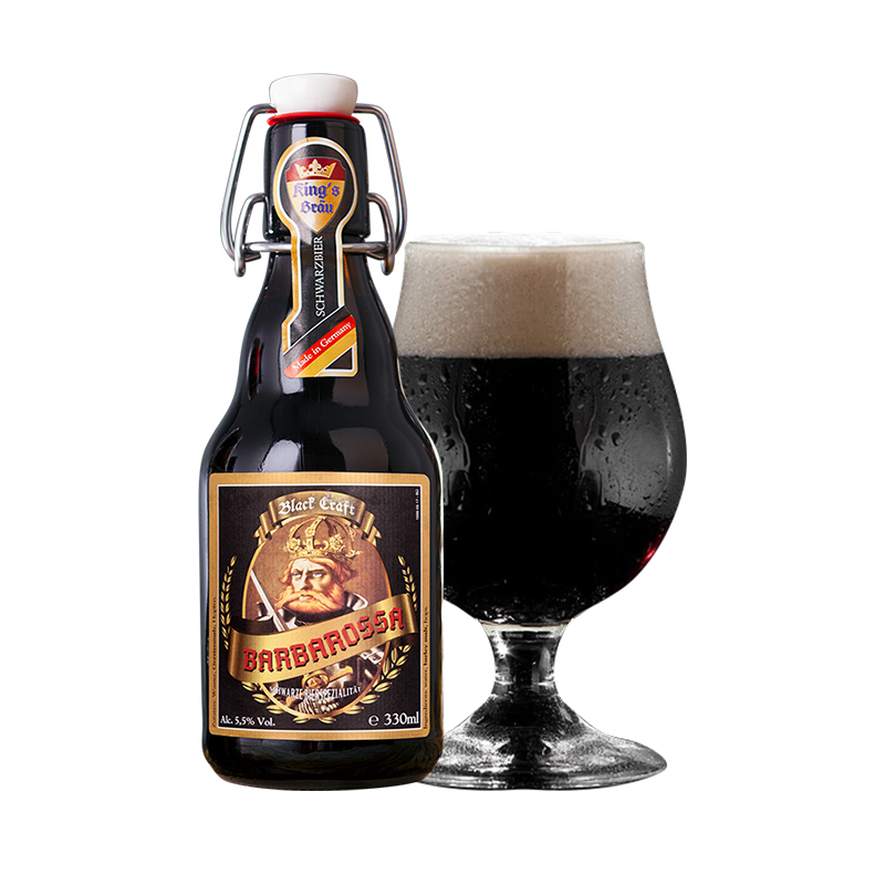德国原装进口国王巴巴罗萨5.5度自启瓶精酿黑啤酒330mL*6瓶装