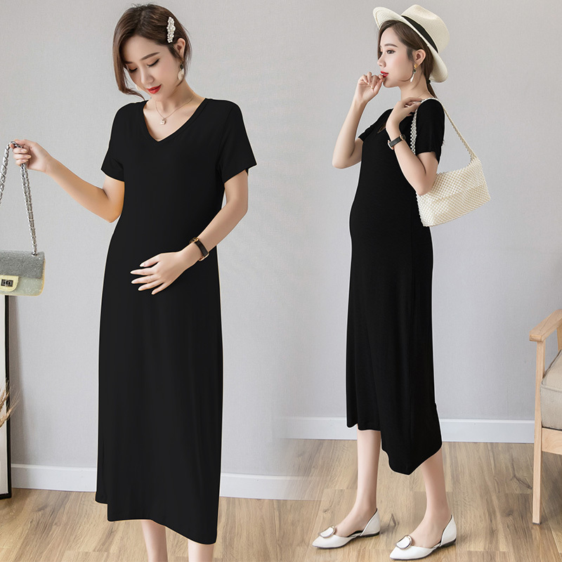 盛世尼曼孕妇装夏季短袖长裙时尚辣妈莫代尔长款家居裙外出夏装孕妇