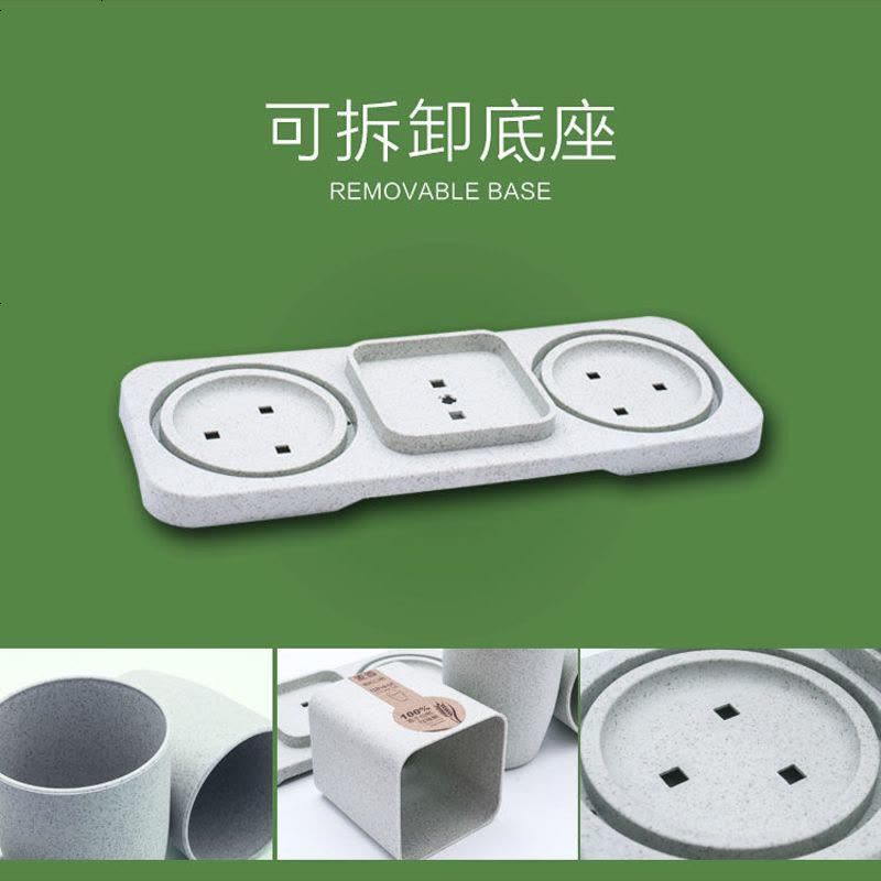 创意情侣漱口杯牙刷杯架洗漱架卫生间摆放式牙刷置物架漱口杯套装 小麦款北欧绿色图片