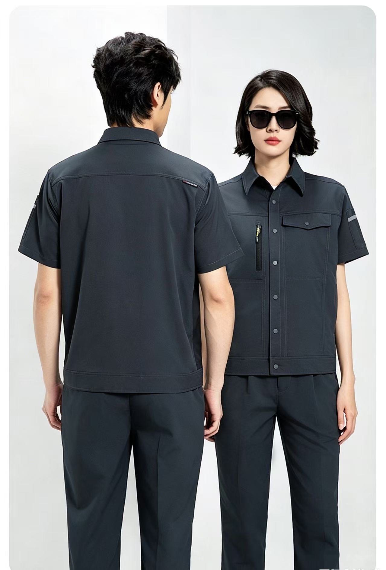 路安保 夏季短袖工作服YJ505吸湿排汗速干套高清大图