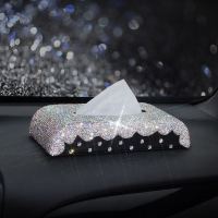 镶钻车载座式纸巾盒汽车摆件装饰钻石车用纸巾盒套女汽车内饰