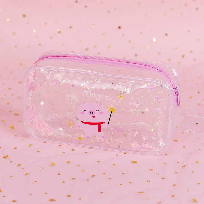 心网红液体铅笔袋可爱时尚初中大学生创意透明小学生用带提手铅笔盒