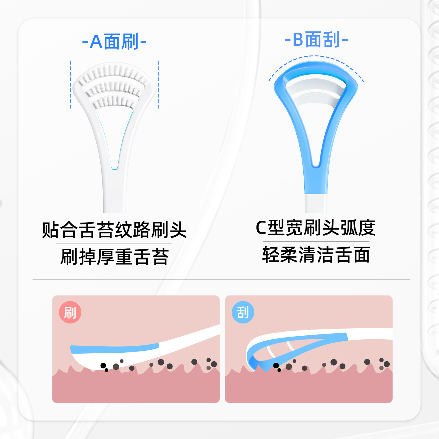 小鹿妈妈(FAWN MUM)刮舌器舌苔刷刮舌板舌苔清洁器蓝色2支高清大图