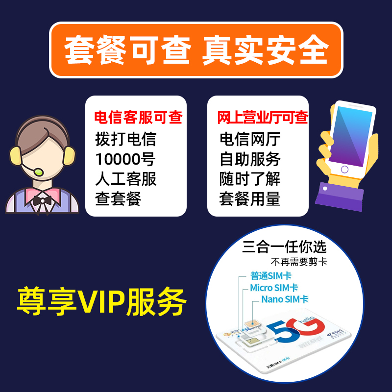 电信手机卡流量卡电话卡纯流量上网卡1990