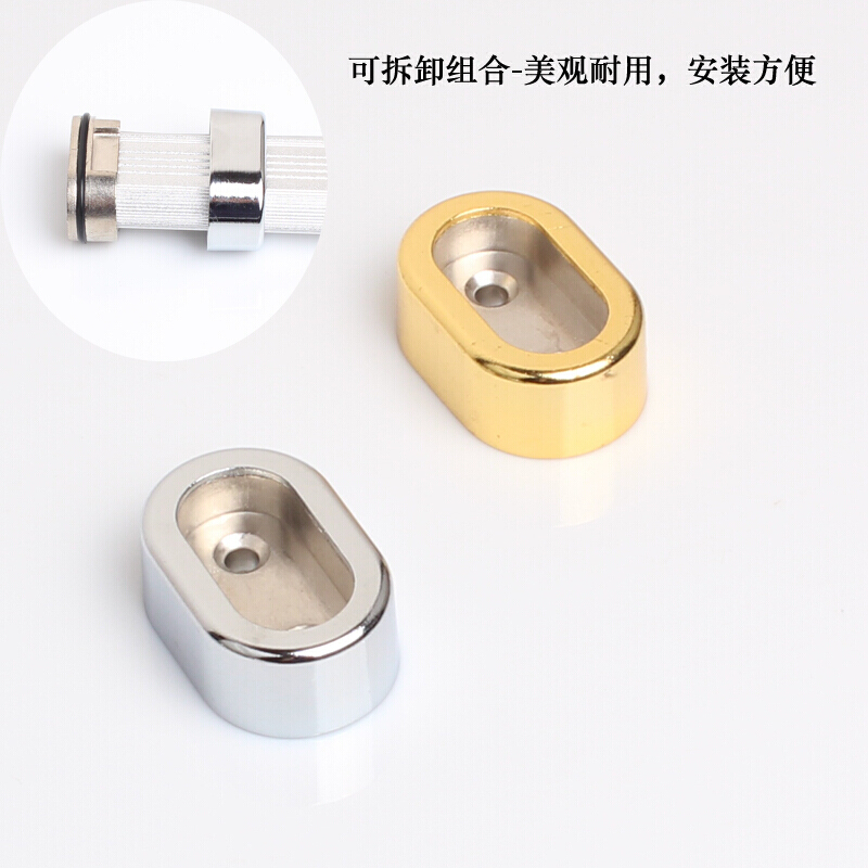 汐岩衣柜挂衣杆五金配件法兰座不锈钢管座衣通托挂钩底座架圆管侧装顶 F可调节半通25圆高清大图