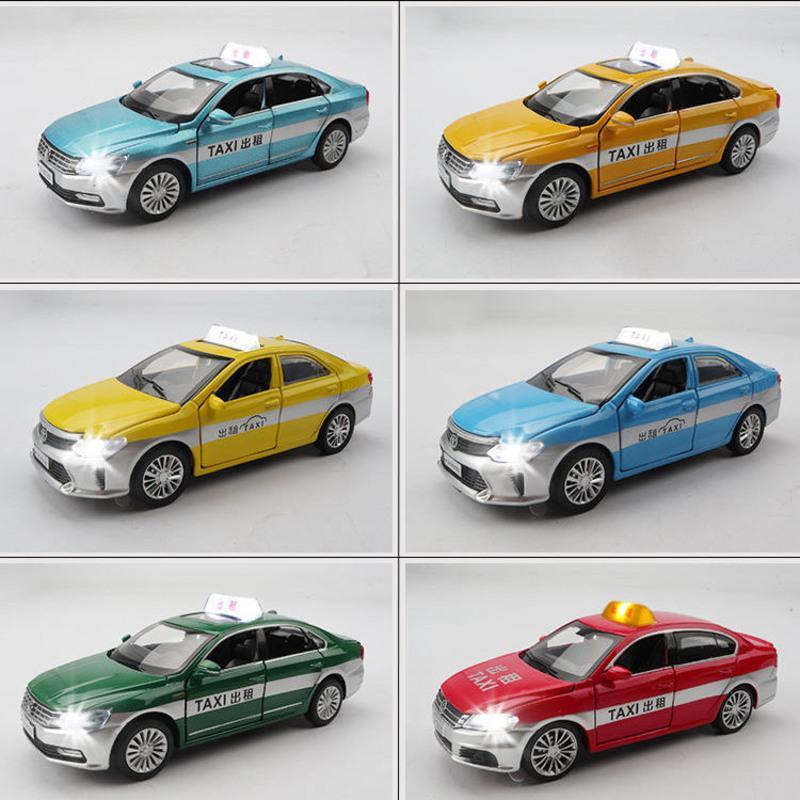 出租车玩具模型回力车合金男孩玩具车小汽车儿童仿真金属的士车模4开