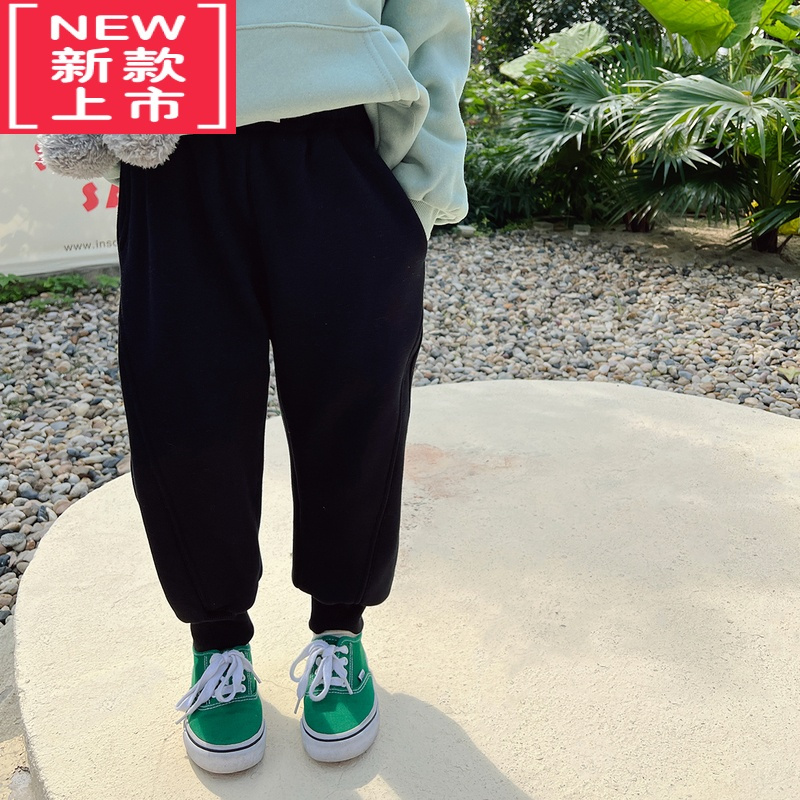 可莉允女童运动裤2022冬季新款韩版洋气束脚裤宝宝加绒保暖休闲裤保暖裤