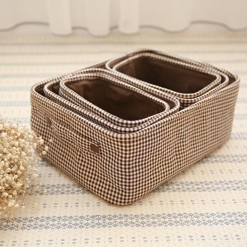 无盖棉麻收纳盒布艺帆布收纳筐整理箱桌面化妆品收纳盒杂物储物盒