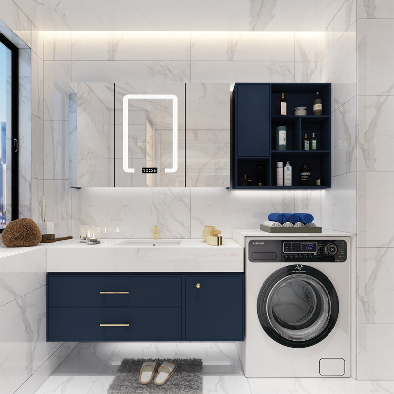 定制现代闪电客简约洗衣机伴侣浴室柜组合一体式卫浴柜阳台洗漱台洗脸