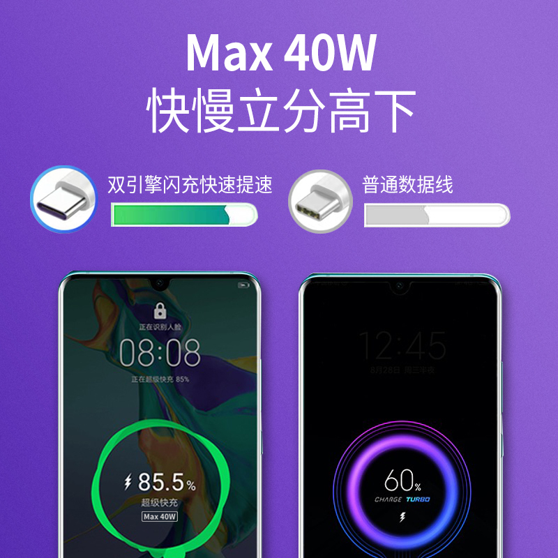 苏宁小Biu数据线5A超级快充闪充5a快充Type-c数据线快充红米k20八3青春版K30原装4c正品USB连接线
