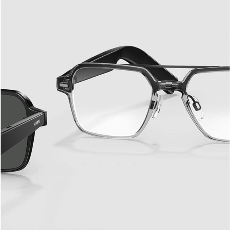 华为智能眼镜方形半框光学镜亮黑色