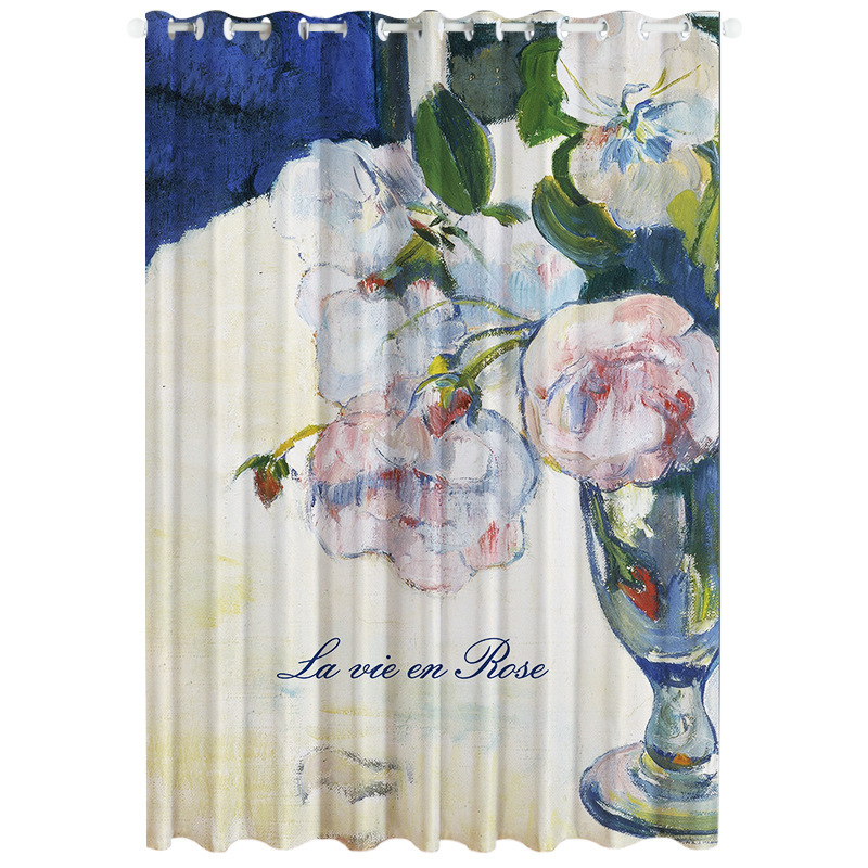 添福运 门帘隔断帘卧室隐私家用分间房间客厅免打孔屏风挡风帘子布帘窗帘遮光窗帘挂钩纯色窗帘打孔窗帘飘窗客厅帘子 80W油画 宽2.5米*高度2.7米打孔一片