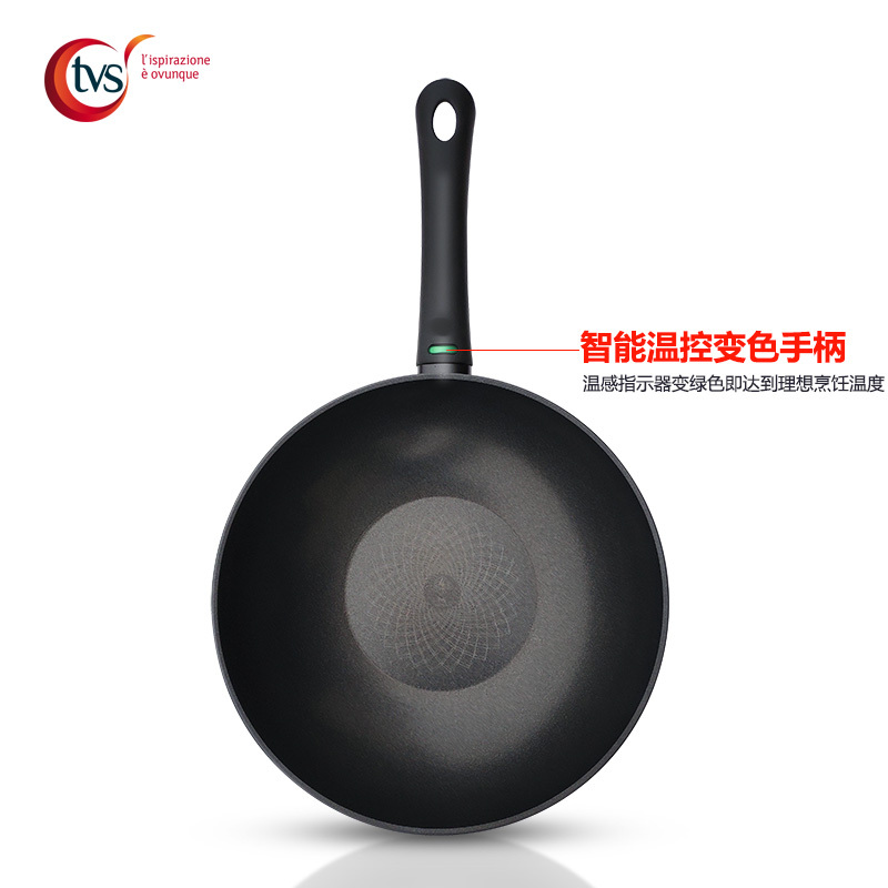 TVS意大利进口锅具 vinci璀璨 智能温控 不粘锅 中式炒锅 28cm 温控手柄