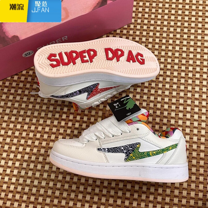 聚范腰果花闪电复古滑板鞋女ins国潮高街休闲鞋轻便透气运动鞋子高清大图