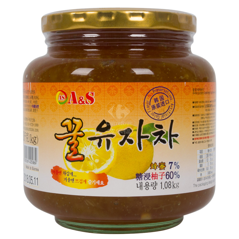 A&S蜂蜜柚子茶[柚子果肉含量56%以上/蜂蜜含量7%]1.08KG高清大图